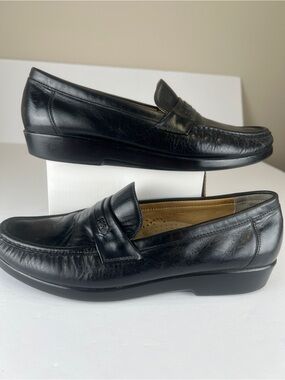 SAS Loafers Black Men’s 10.5 Leather Slip-On Handsewn Made In USA Comfort Casual